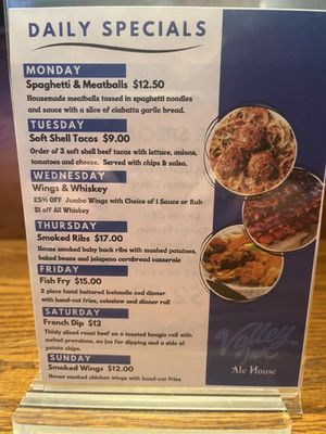 Menu photo 3 Valley Inn Ale House Pleasant Valley, IA