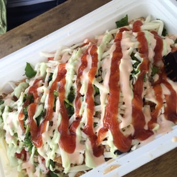 Diced - Chicken bowl with all three sauces that were recommended by the server. - Fast Food Near Me - Miami, Florida