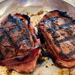 Frank's Butcher Shop - Two 7oz Bacon wrapped filet mignon.  Wyoming sourced.  Delicious!!!