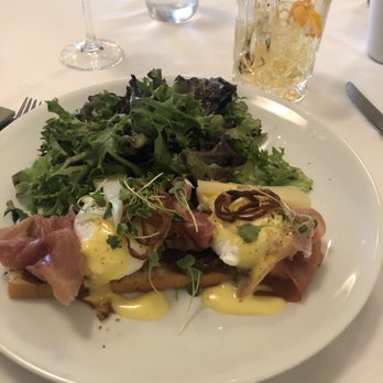 Fig & Olive - Poached Egg with Prosciutto di Parma - French Near Me - Houston, Texas Fig & Olive - Poached Egg with Prosciutto di Parma - French Near Me - Houston, Texas