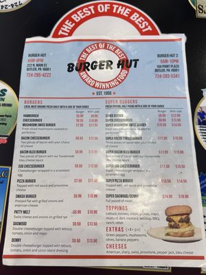Menu photo 5 Burger Hut 2 Butler, PA