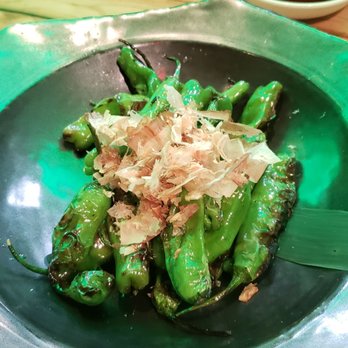 Roka Akor - Oak Brook - Blistered shishito peppers in ponzu with bonito flakes ($10) - Japanese Near Me - Oak Brook, Illinois Roka Akor - Oak Brook - Blistered shishito peppers in ponzu with bonito flakes ($10) - Japanese Near Me - Oak Brook, Illinois