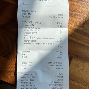 Frothy Monkey - Receipt - Cafes Near Me - Birmingham, Alabama
