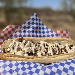 National Eats - Santa Fe - Seasoned sirloin steak, sautéed onion, hatch chile, chipotle-lime crema