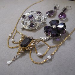 Viau Estate Jewelry - A grouping of Amethyst antique and modern jewelry in white and yellow gold.