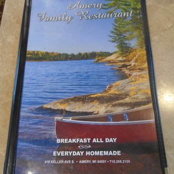 Amery Family Restaurant - Menu cover. - American Near Me - Amery, Wisconsin