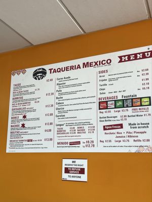 Menu photo 3 Taqueria Mexico La Habra, CA