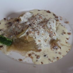 The Douglas Hotel Bistro - Bramley Apple & Rhubarb Crumble, Vanilla Custard Sauce