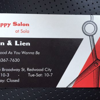 Happy Salon - Business card with hours - Hair Salons Near Me - Redwood City, California