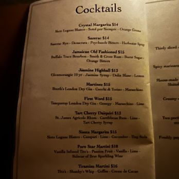 Pines Room - Drink menu - Cocktail Bars Near Me - Park Ridge, Illinois