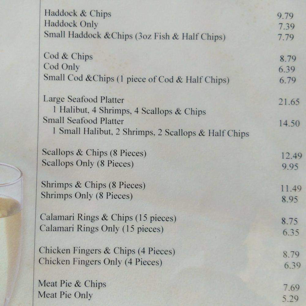 McCowan Fish & Chips - Menu 1 - Seafood Near Me - Scarborough, Ontario