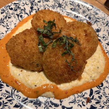 Tupelo Honey Southern Kitchen & Bar - Fried green tomato appetizer. - Southern Near Me - Myrtle Beach, South Carolina