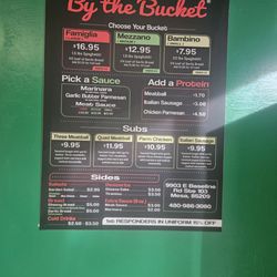 By The Bucket - Menu