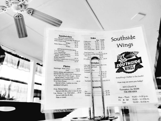 Menu photo 3 South Side Wings Thomaston, GA