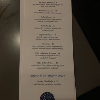 MariPili Tapas Bar - Menu (back) - Spanish Near Me - Seattle, Washington