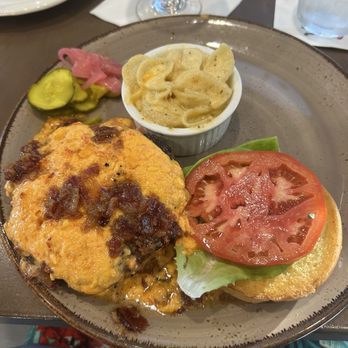 Valley Smoke Restaurant - Burger with added pimento cheese - Barbeque Near Me - Ponte Vedra Beach, Florida Valley Smoke Restaurant - Burger with added pimento cheese - Barbeque Near Me - Ponte Vedra Beach, Florida