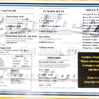 Carthers Roadhouse - Menu - Themed Cafes Near Me - Del Norte, Colorado