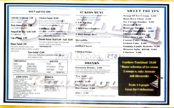 Menu photo 1 Carthers Roadhouse Del Norte, CO
