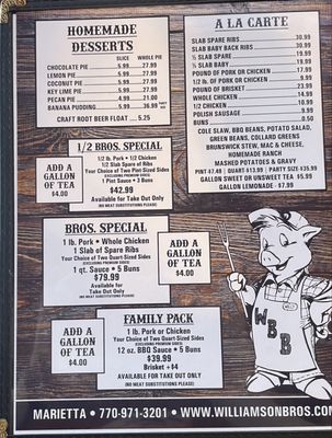 Menu photo 2 Williamson Brothers Bar-B-Q Marietta, GA