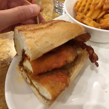 Chit Chat Diner - Half of the buffalo chicken sandwich. $14. Not impressed. Fries were good though. - Diners Near Me - West Orange, New Jersey Chit Chat Diner - Half of the buffalo chicken sandwich. $14. Not impressed. Fries were good though. - Diners Near Me - West Orange, New Jersey