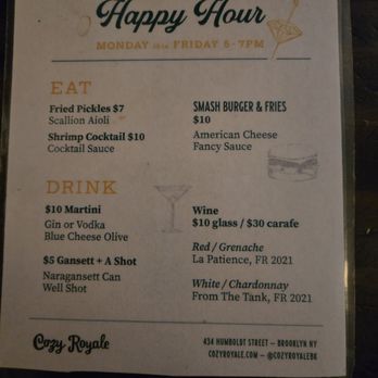Cozy Royale - March 2025 - Wine Bars Near Me - Brooklyn, New York