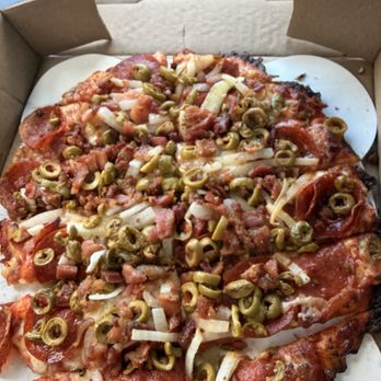 Angelina's Villa - My 10 inch with pepperoni, bacon, onions, and green olives. I could eat this 3 to 4 times a week. - Pizza Near Me - Columbus, Ohio