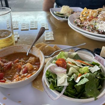 Prohibition Brewing - Chicken Tortilla Soup, small green salad and nachos. - American Near Me - Vista, California Prohibition Brewing - Chicken Tortilla Soup, small green salad and nachos. - American Near Me - Vista, California