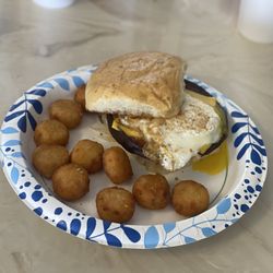 Abby's Place - Fried bolo, add cheese & egg on jalapeño cheese bun