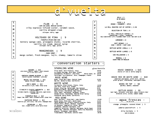 Menu photo 7 Metropole Bar & Kitchen Los Angeles, CA