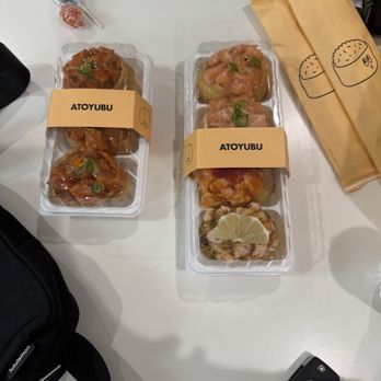 Atoyubu - spicy tuna, fresh salmon, lemon salmon - Japanese Near Me - Buena Park, California Atoyubu - spicy tuna, fresh salmon, lemon salmon - Japanese Near Me - Buena Park, California