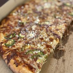 Palermo's New York Pizza - Cheese with jalapeño and red onion, well done.