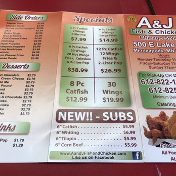 A&J Fish & Chicken - Menu - Chicken Wings Near Me - Minneapolis, Minnesota A&J Fish & Chicken - Menu - Chicken Wings Near Me - Minneapolis, Minnesota