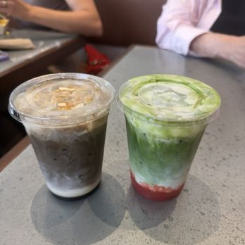 STAND - Matcha latte with strawberry, hojicha latte - Cafes Near Me - Miami, Florida