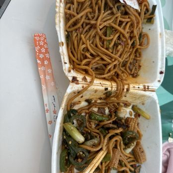 Gengis Khan - 90% noodle, 5% jalapeño, 3% green onion, 2% cabbage, 1% hair... Build Your Own Bowl - Mongolian Near Me - West Covina, California
