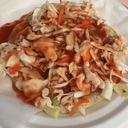 Pupusa revuelta-pork, bean, and cheese. Filling was good but tortilla/masa was dry. Pupusa revuelta-pork, bean, and cheese. Filling was good but tortilla/masa was dry.
