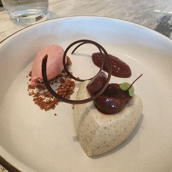 Hawksworth Restaurant - Cherry and black sesame entremet. - Canadian (New) Near Me - Vancouver, British Columbia