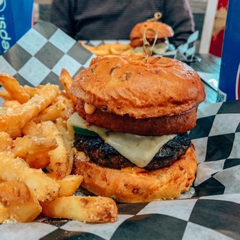 The Burger Shack - Chantilly - Beef burger called '7 oz. Ring of Fire' with Garlic Parmesan Fries. - Hot Dogs Near Me - Chantilly, Virginia The Burger Shack - Chantilly - Beef burger called '7 oz. Ring of Fire' with Garlic Parmesan Fries. - Hot Dogs Near Me - Chantilly, Virginia