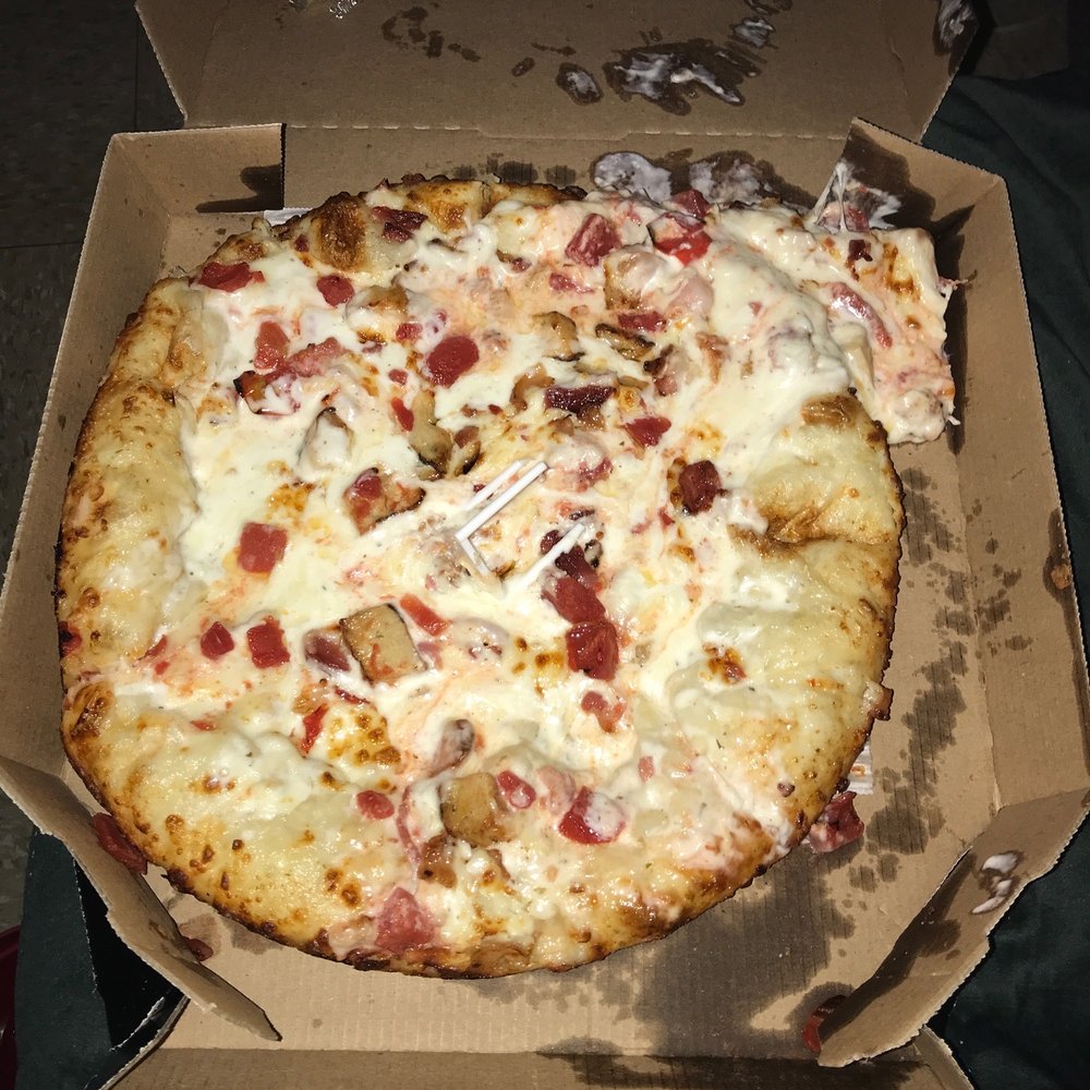 Domino's Pizza - I was just handed this pizza and was not wreck-less with it I set it down and open it up to this - Pizza Near Me - Virginia, Minnesota
