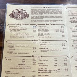 P K Egans Family Restaurant - Menu