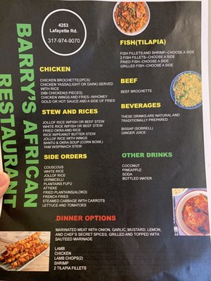 Menu photo 3 Barry’s African Restaurant Indianapolis, IN
