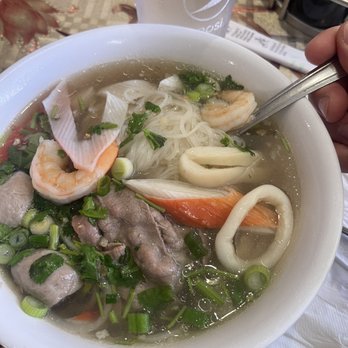 New Thai Cuisine - Pho combination. Seafood, beef, meatballs. - Thai Near Me - Merced, California New Thai Cuisine - Pho combination. Seafood, beef, meatballs. - Thai Near Me - Merced, California