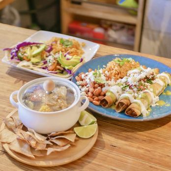 Mi Casa - two plates of mexican food and a bowl of soup - Mexican Near Me - Honolulu, Hawaii