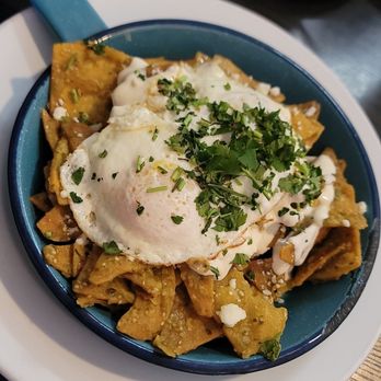 Cups Cafe - Green Chilaquiles with egg / Chilaquiles Verdes con huevo - Breakfast & Brunch Near Me - Palm Desert, California Cups Cafe - Green Chilaquiles with egg / Chilaquiles Verdes con huevo - Breakfast & Brunch Near Me - Palm Desert, California