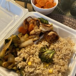 Jumbo Shrimp with extra side of sweet carrots