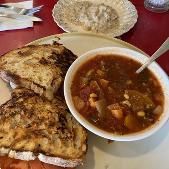 The Grafted Root Eatery - Turkey melt and veggie soup - New American Near Me - Grand Blanc, Michigan