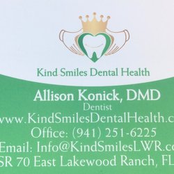 Kind Smiles Dental Health - Dr. Konick's business card.