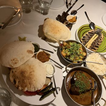 Laya Restaurant - Beer hummus, pita bread, braised beef, and branzino!  They were all so yummy! - Mediterranean Near Me - Los Angeles, California