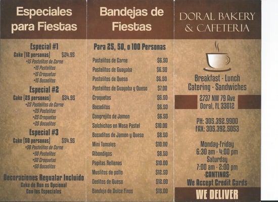 Menu photo 1 Doral Bakery & Cafeteria Doral, FL Menu photo 1 Doral Bakery & Cafeteria Doral, FL