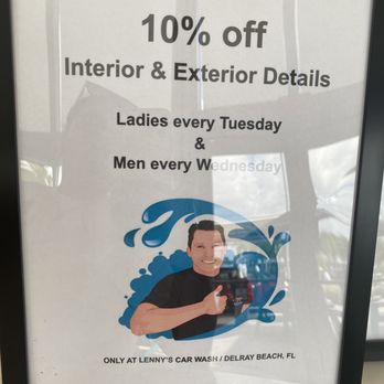 Lenny's Car Wash - Ladies day on Tuesday 10% off - Car Wash Near Me - Delray Beach, Florida Lenny's Car Wash - Ladies day on Tuesday 10% off - Car Wash Near Me - Delray Beach, Florida