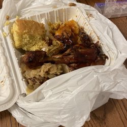 Allie B's Cozy Kitchen - Bbq chicken, candied yams, southern cabbage, corn bread